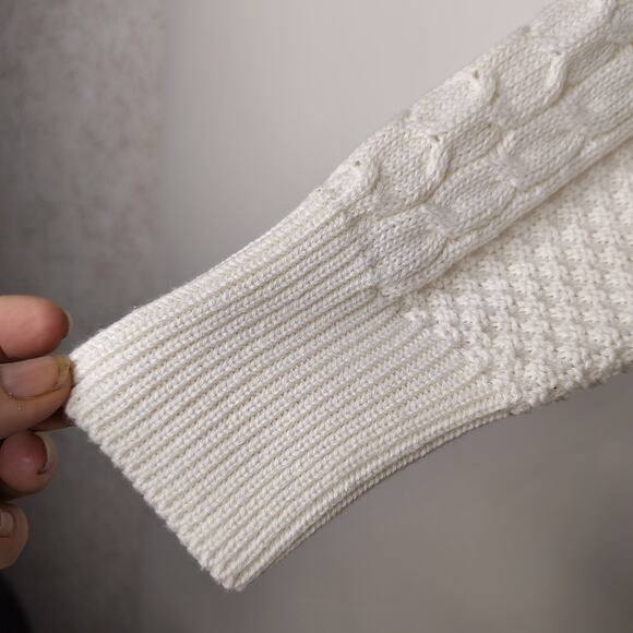 Michael Kors Heavy Cowl Neck Sweater‎ Womens Medium Cream Cable / Waffle Knit - Picture 5 of 15